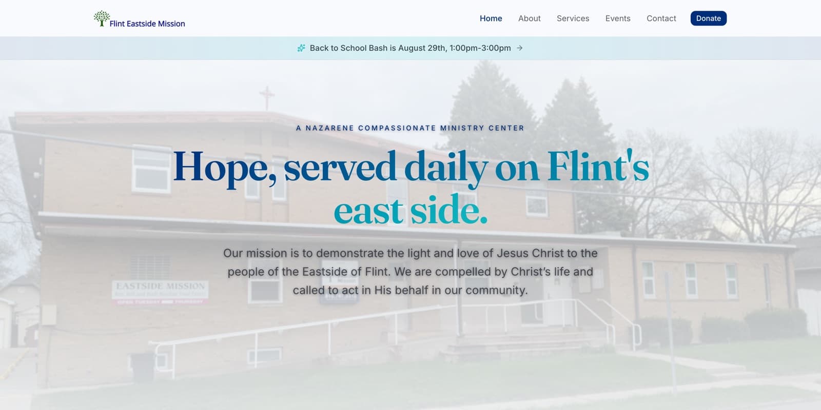 The Flint Eastside Mission homepage